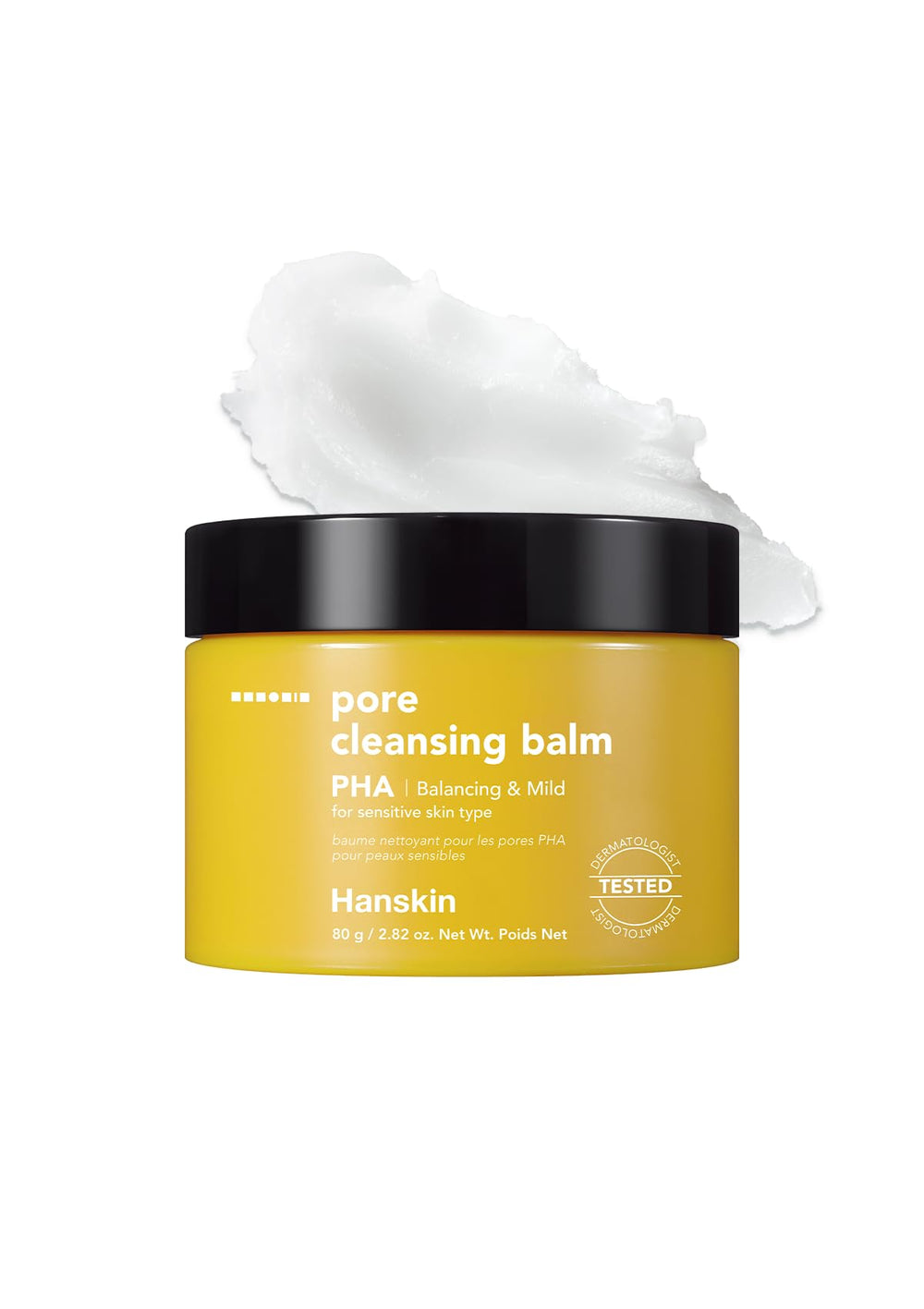 Hanskin jar front view showing product packaging and travel-friendly design