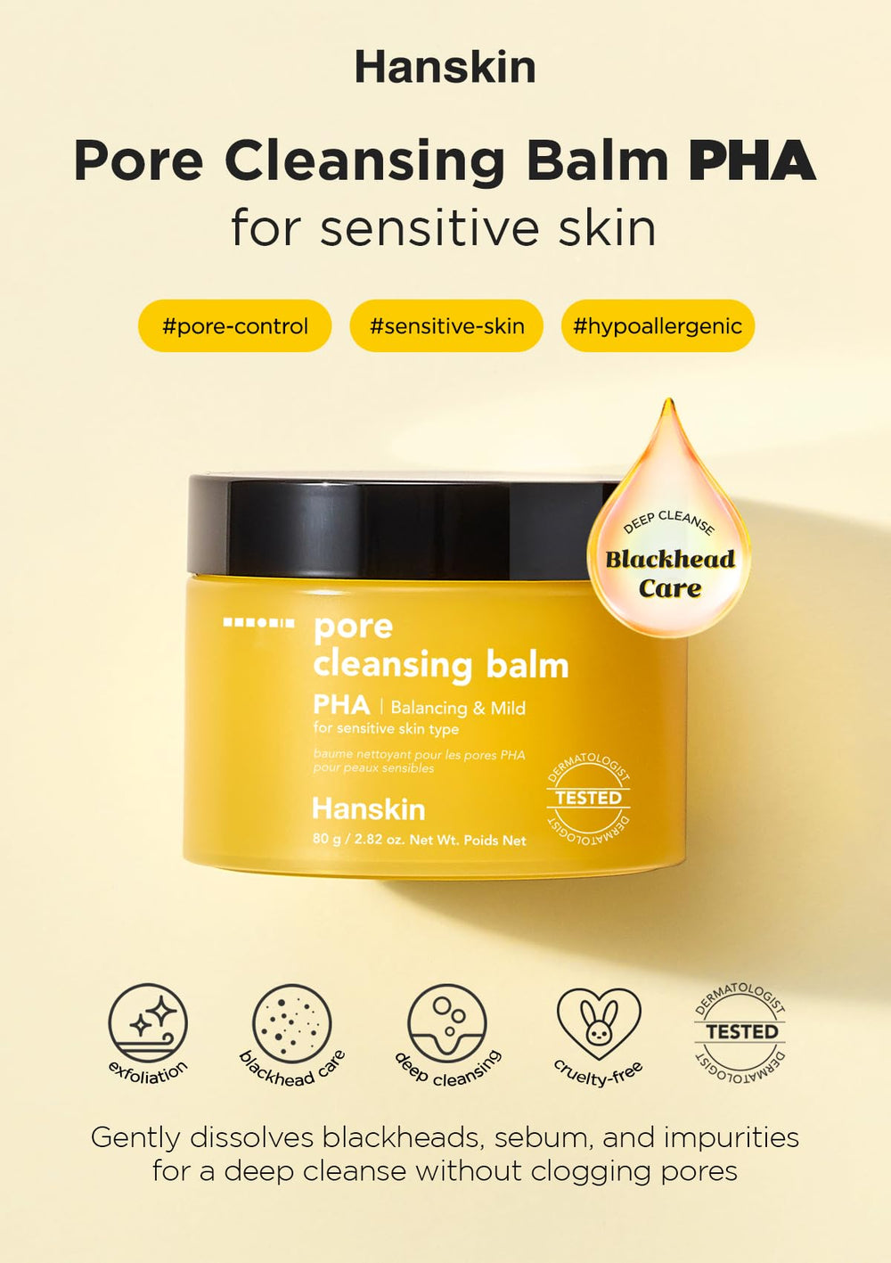 Hanskin balm texture swatch showing smooth solid-to-oil melting action
