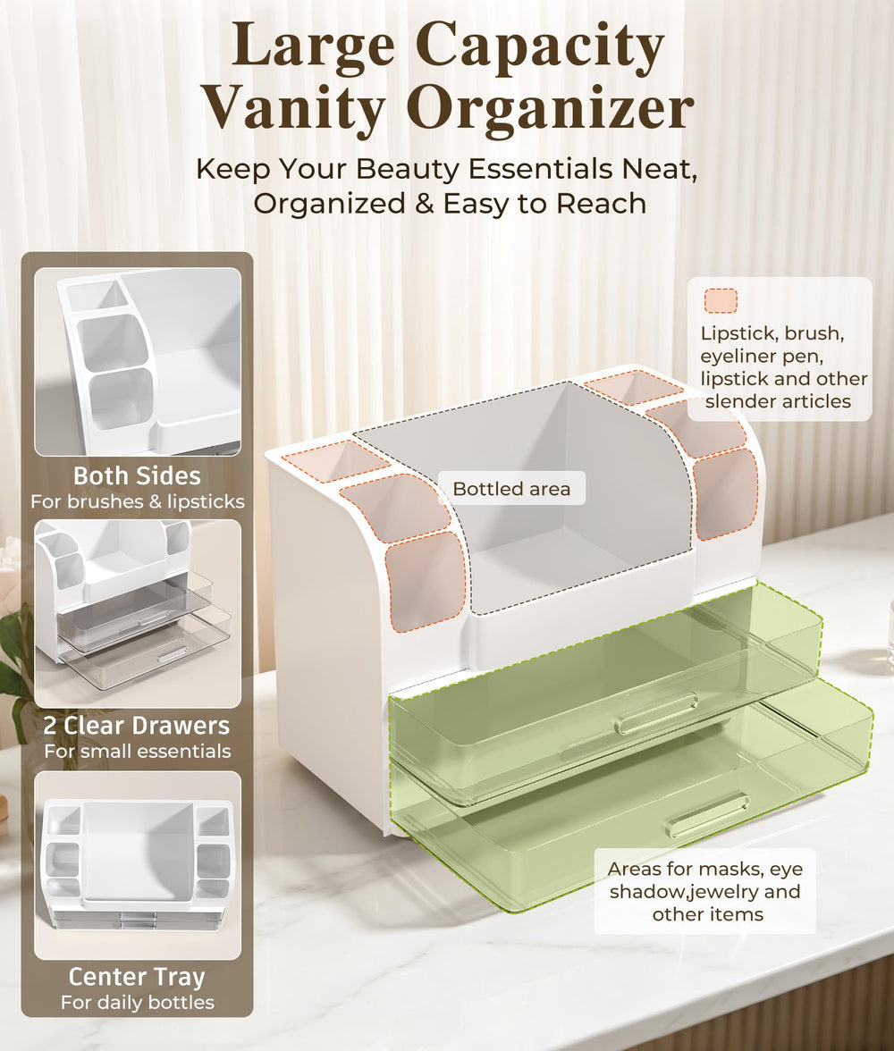 Hanyi clear drawer open displaying palettes and nail polish at a glance