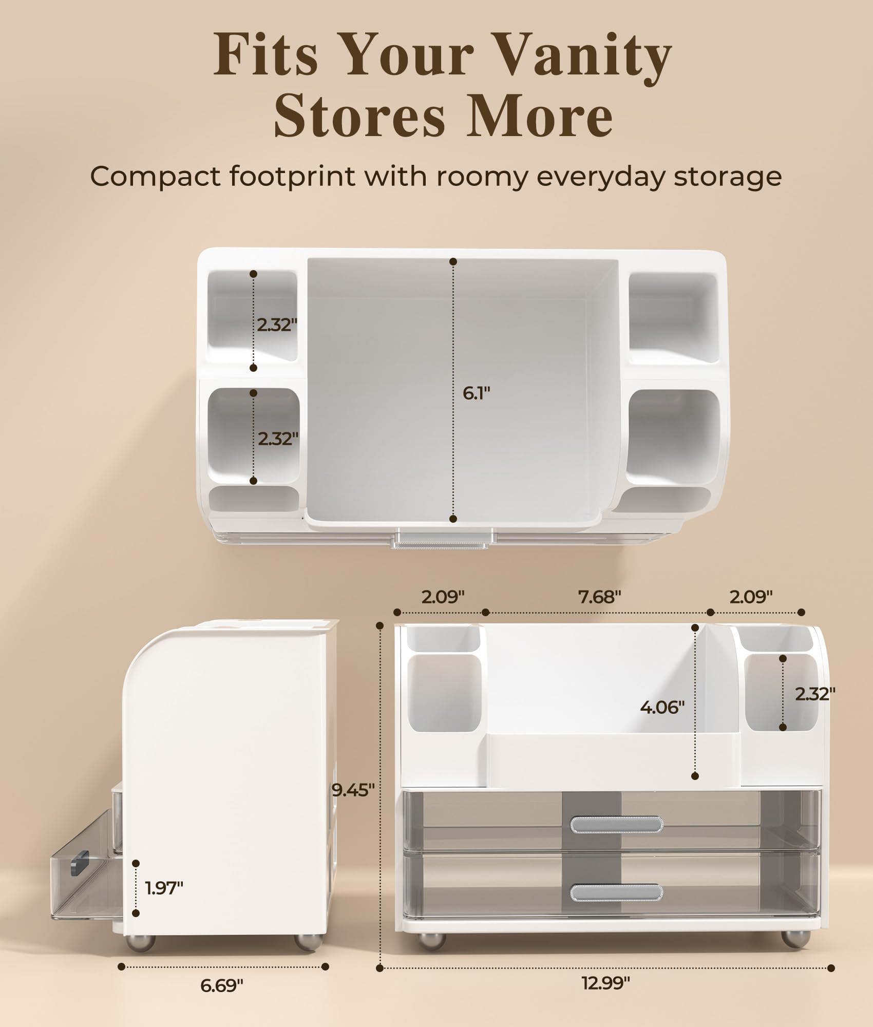 Hanyi top compartment holding serums and perfume for easy access