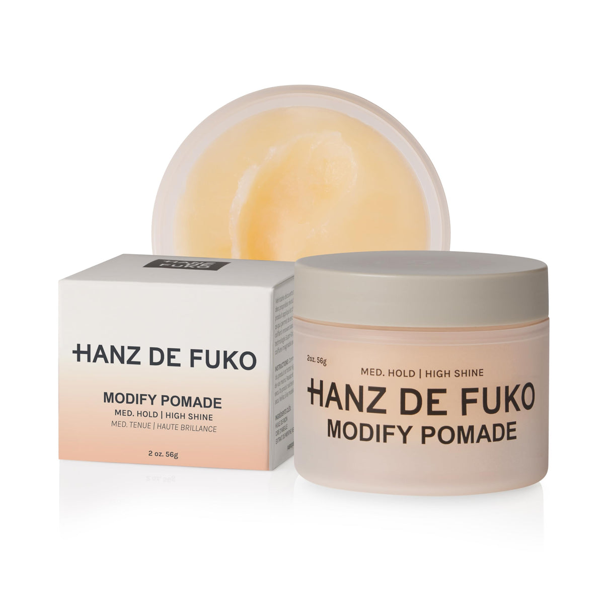 Hanz de Fuko front jar showing compact travel pomade and polished look benefit