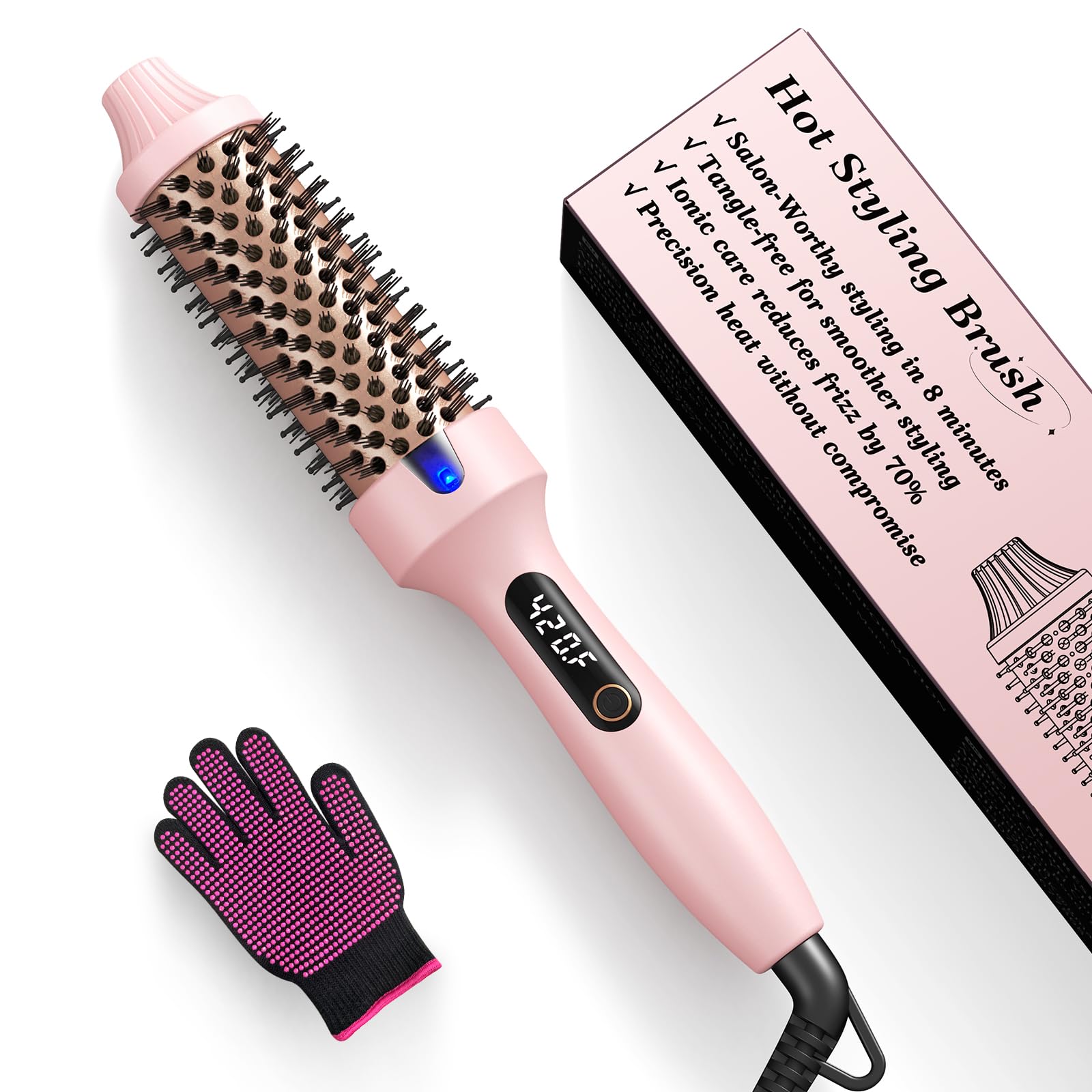 Haokoo brush front view showing barrel and handle for effortless styling