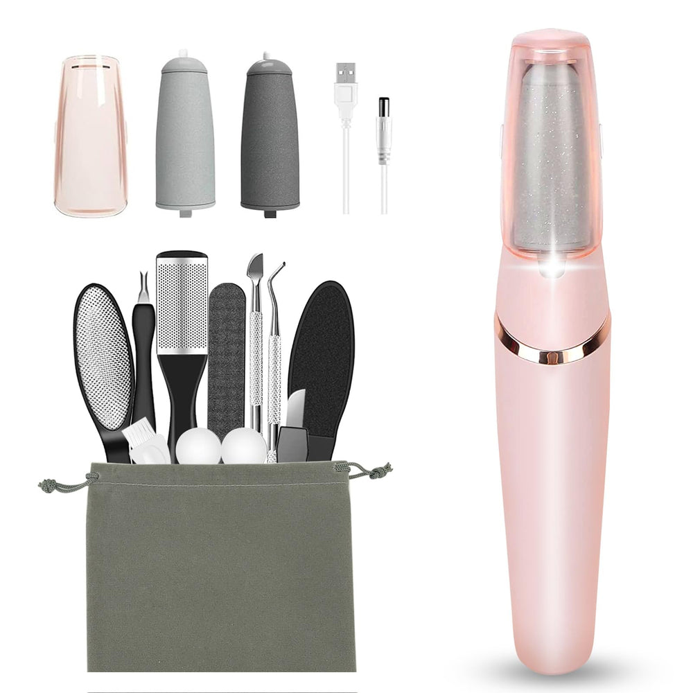 Haootadiy front view electric callus remover showing compact design and cordless benefit