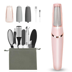 Haootadiy front view electric callus remover showing compact design and cordless benefit