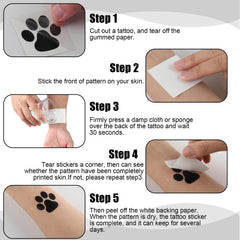 Harloon applying paw tattoo with water, simple application for quick party prep