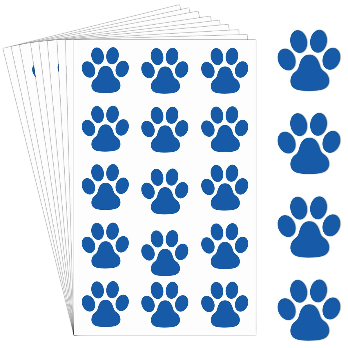 Harloon front sheet display showing many blue paw tattoos, easy party supply