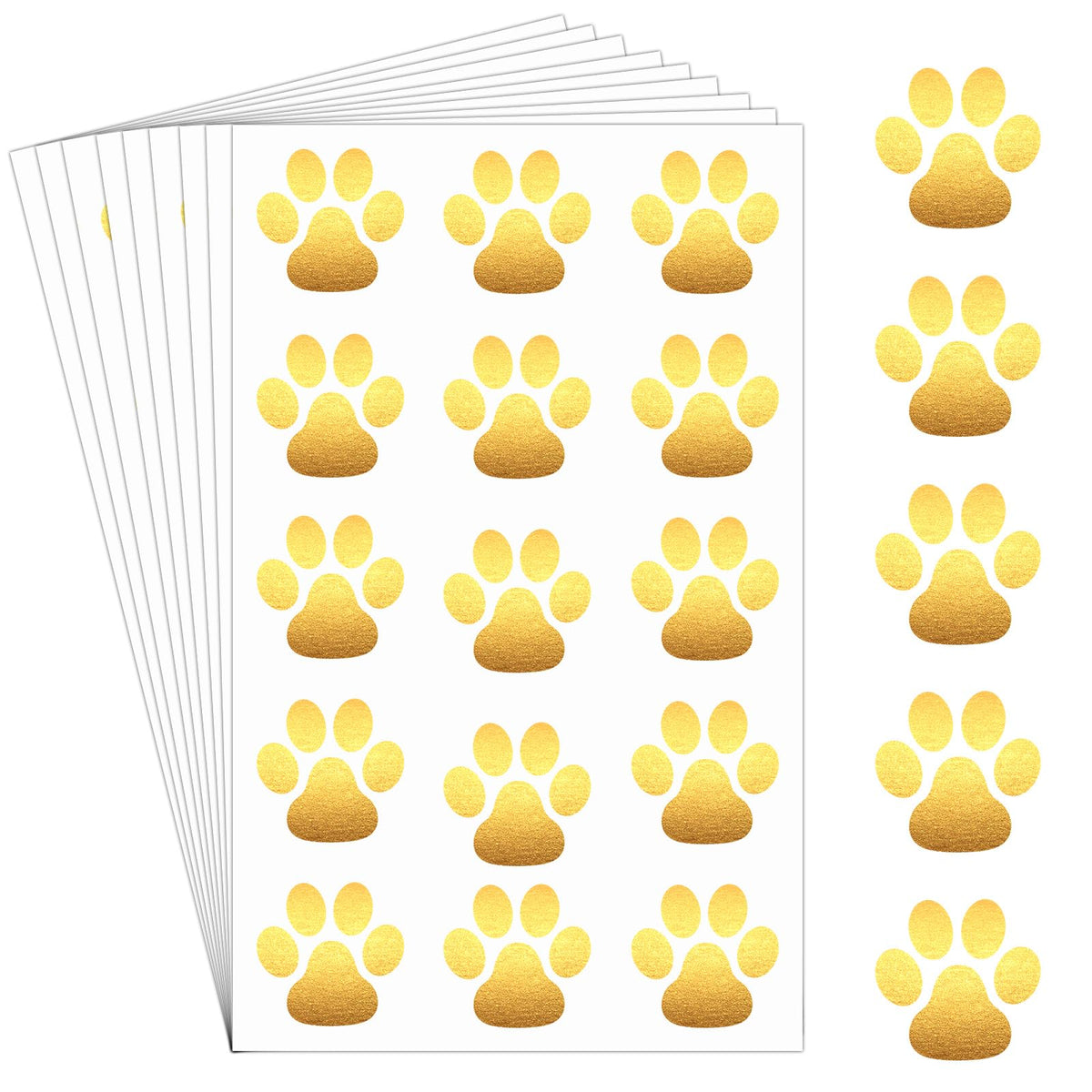 Harloon front sheet showing multiple gold paw tattoos, clear party-ready design