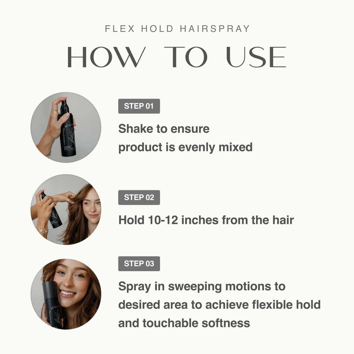 Harmonize Beauty next to a hand for 6.76 fl oz size perspective