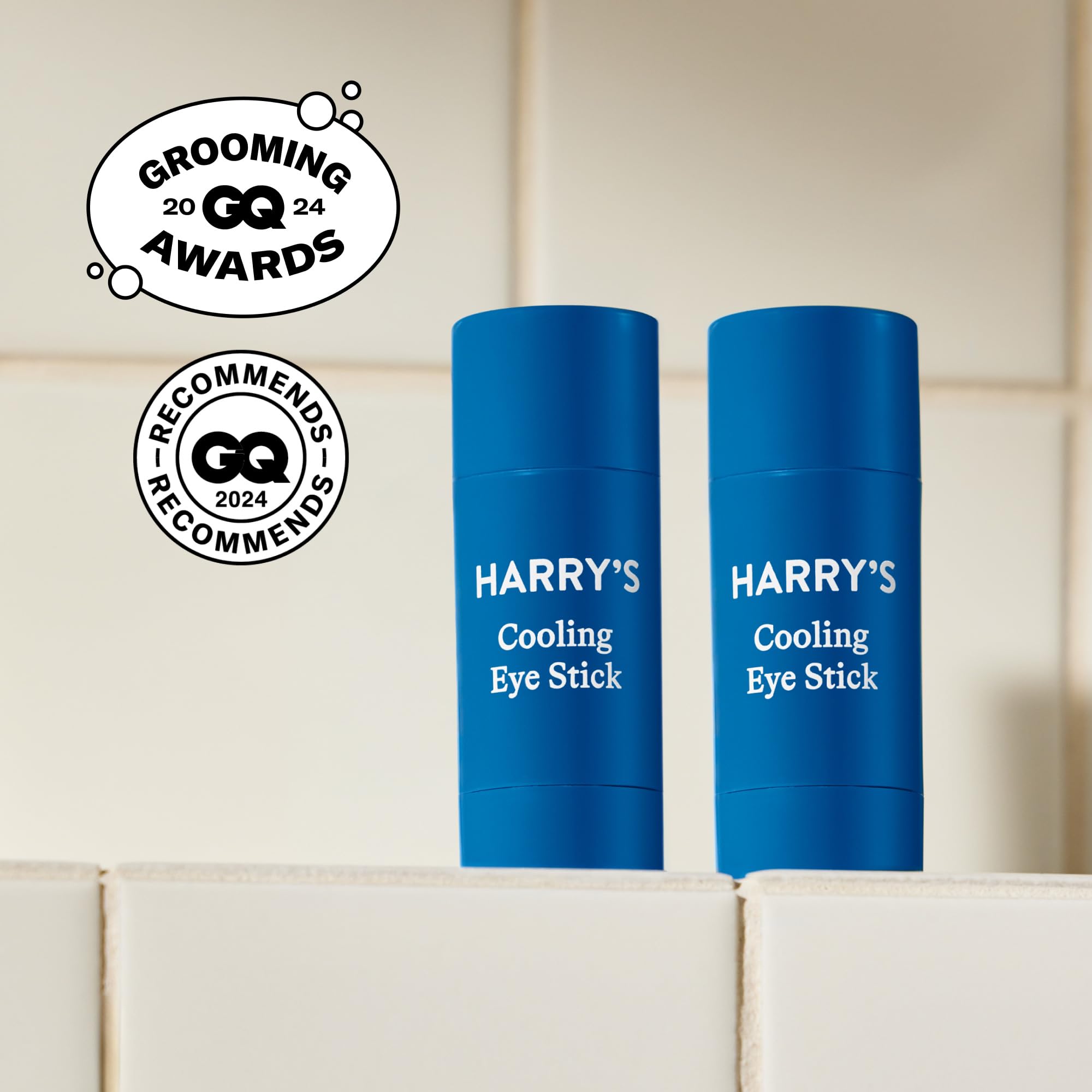 Harry's cooling eye stick open applicator with refill visible for quick twist-in replacement