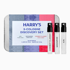 Harry's tin top view showing premium presentation and travel-ready protection