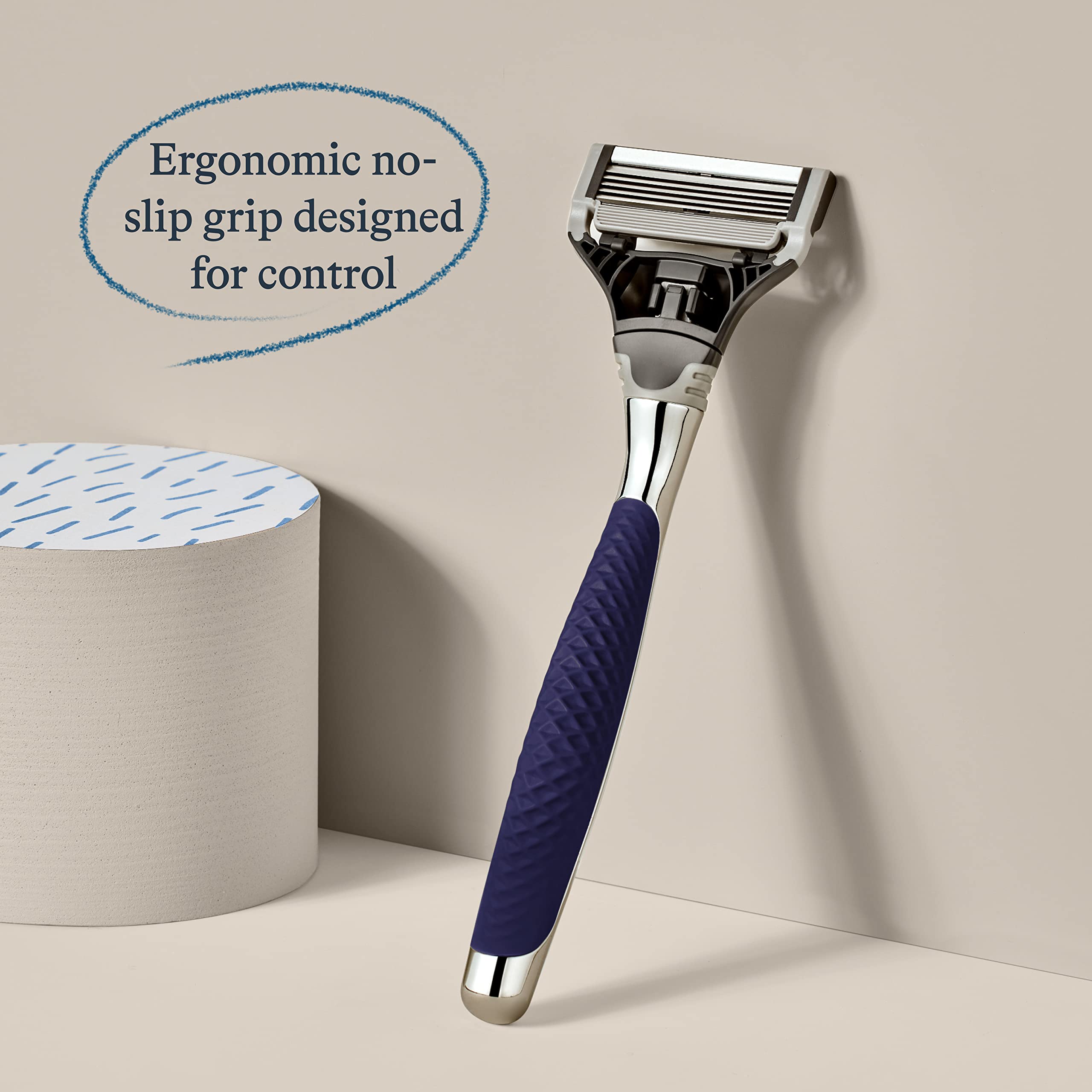 Harry's handle grip texture detail for secure hold and reduced slips