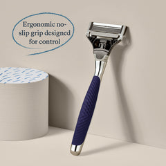 Harry's handle grip texture detail for secure hold and reduced slips
