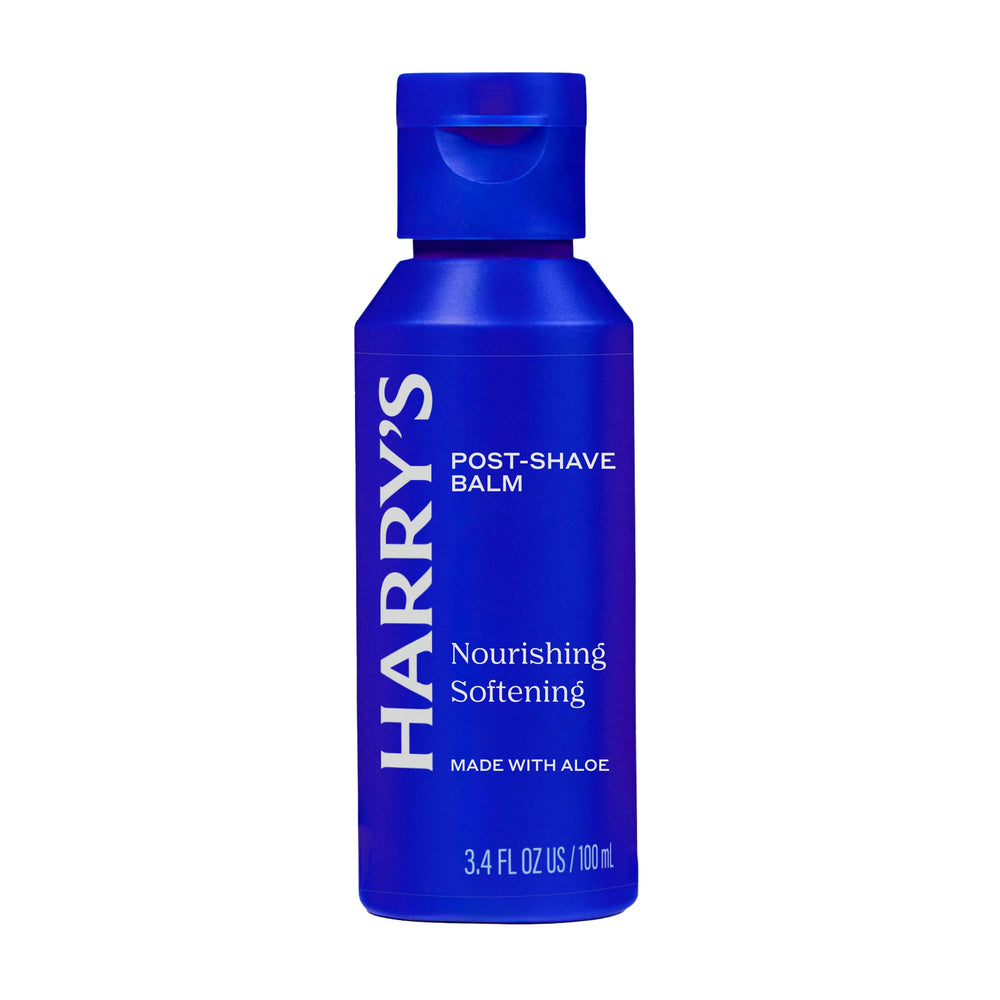 Aloe and cucumber next to Harry's bottle, natural soothing and cooling benefits
