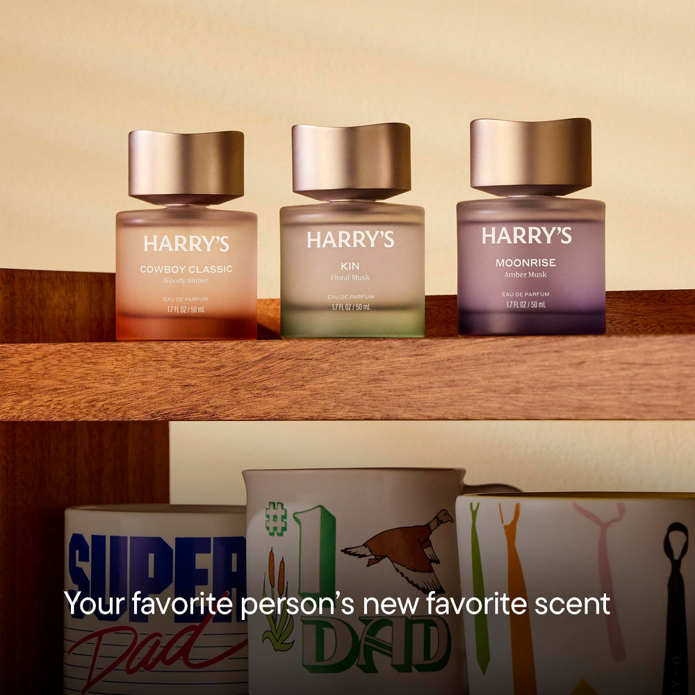 Harry's Moonrise 1.7 fl oz next to common item showing portable, everyday size