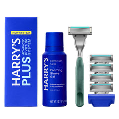 Harry's plus front packaging showing full kit and benefits