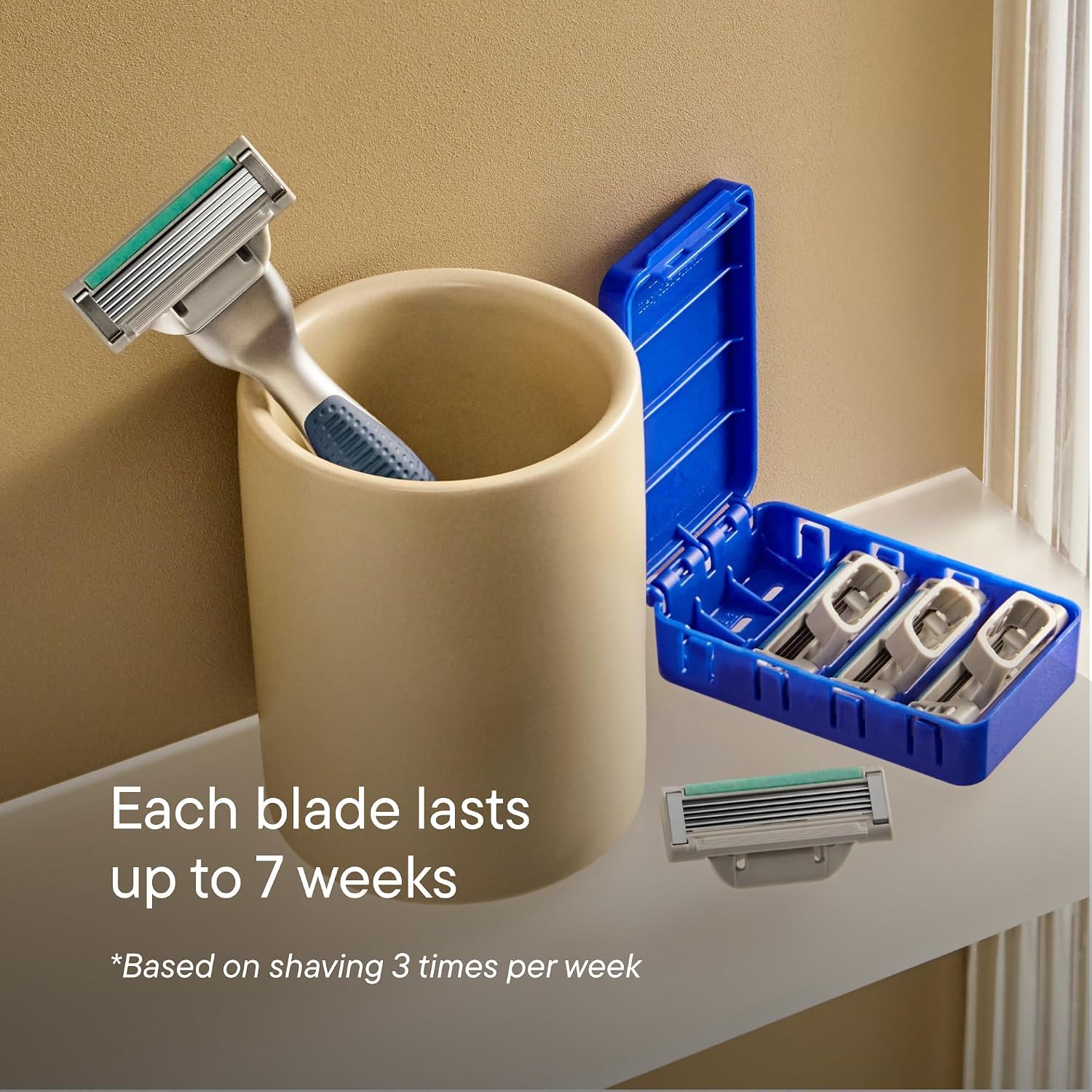 Harry's lubricating strip detail with aloe delivering smoother glide and comfort