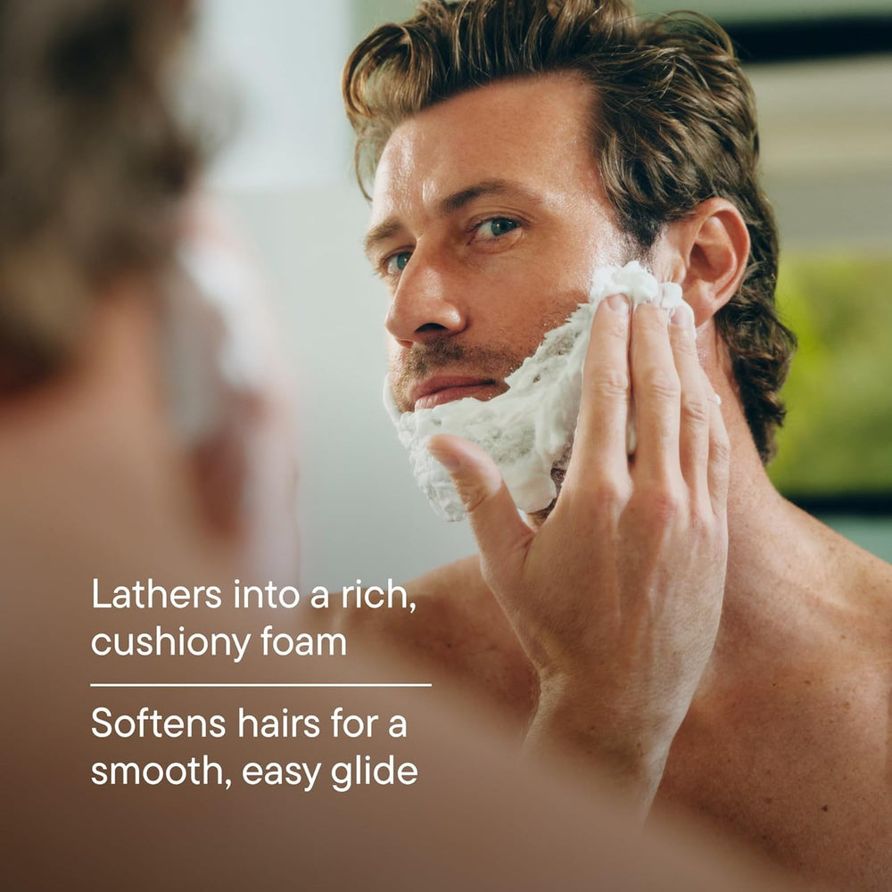 Harry's razor in use on cheek demonstrating smooth, even strokes