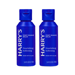 Harry's front packaging showing bottle and brand, clear aftershave benefits