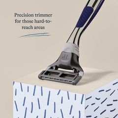 Harry's razor in hand demonstrating ease of use and precise shaving