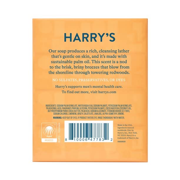 Harry's bar soap in shower use on a washcloth demonstrating convenient daily cleansing and warm scent