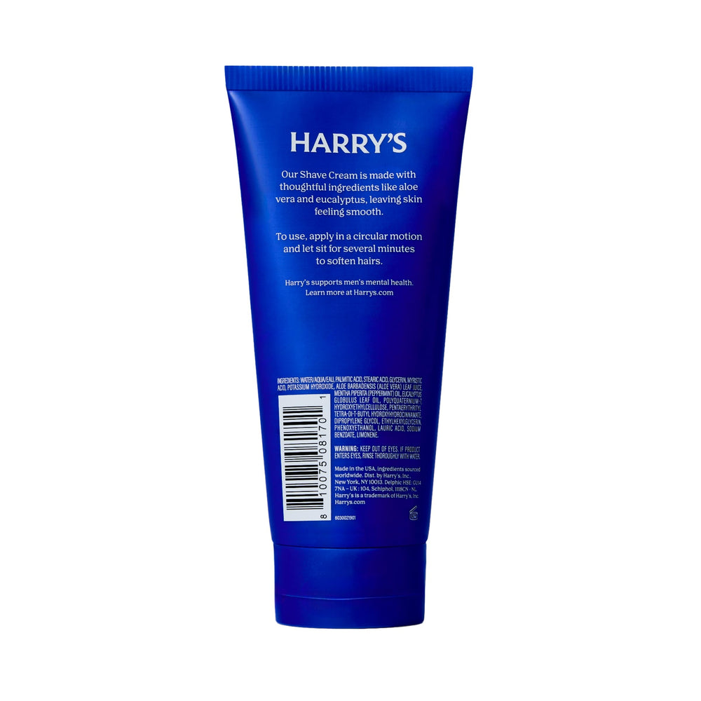 Harry's aloe and eucalyptus ingredients displayed to emphasize soothing coolness