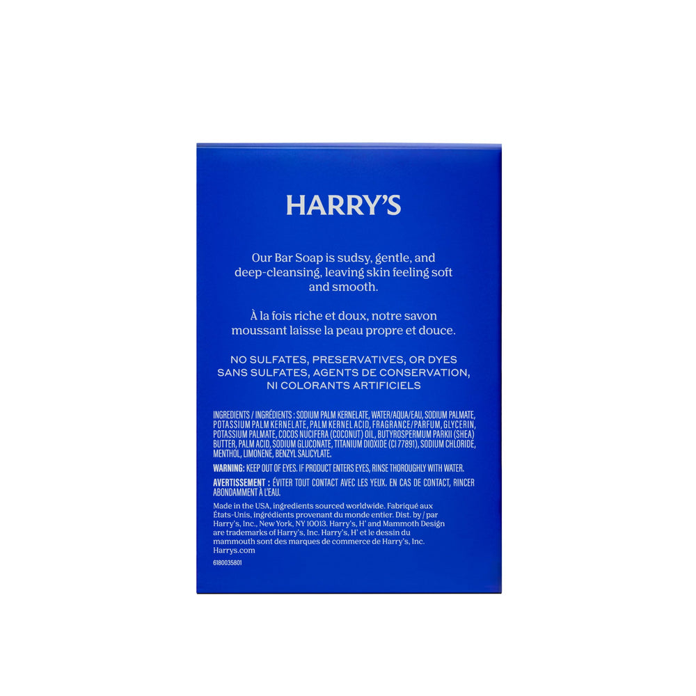 Harry's close-up of Stone bar texture highlighting creamy, rich lather potential