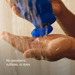 Harry's Stone bottle in shower setting suggesting everyday use and convenience