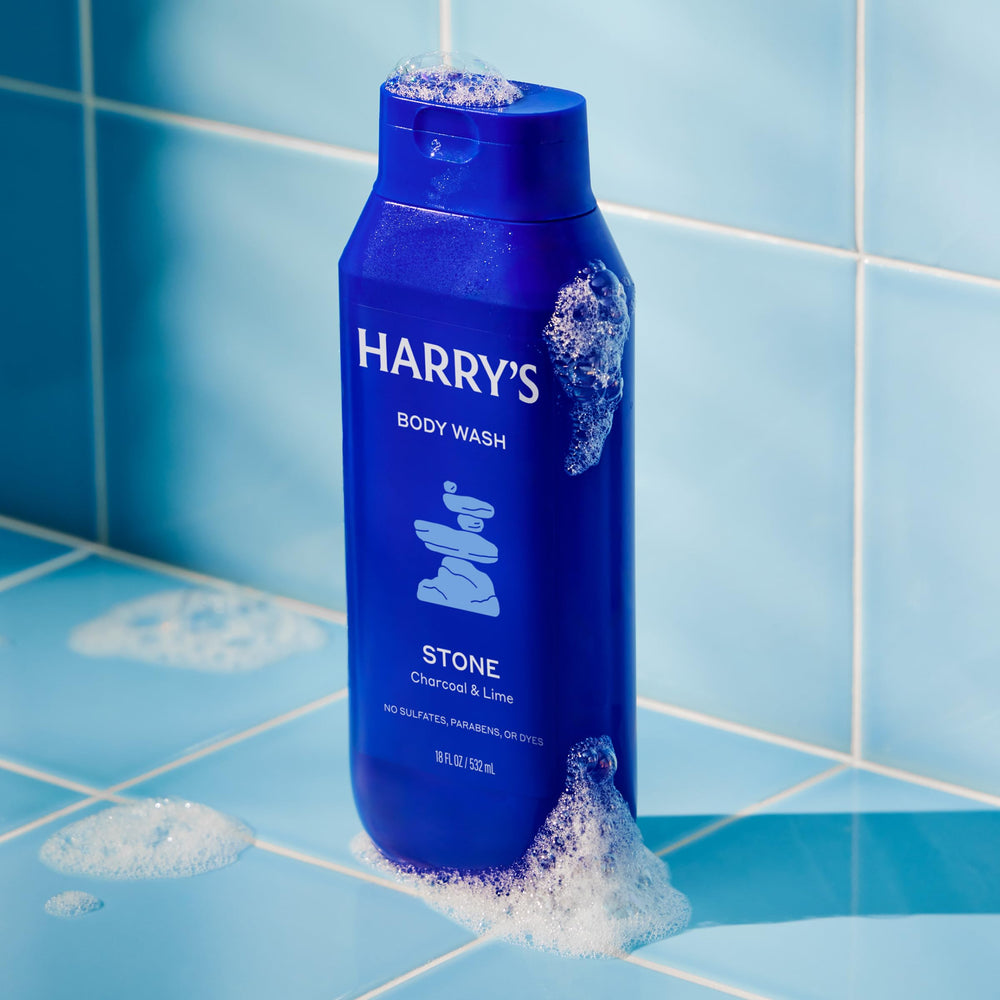 Harry's Stone rich lather closeup demonstrating sudsy clean and conditioning feel