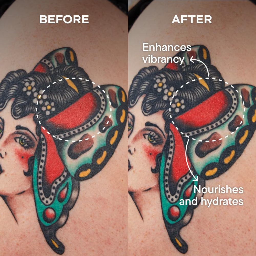 Harry's Tattoo Frost ingredient label emphasizing aloe, silica, and pro-vitamin B5
