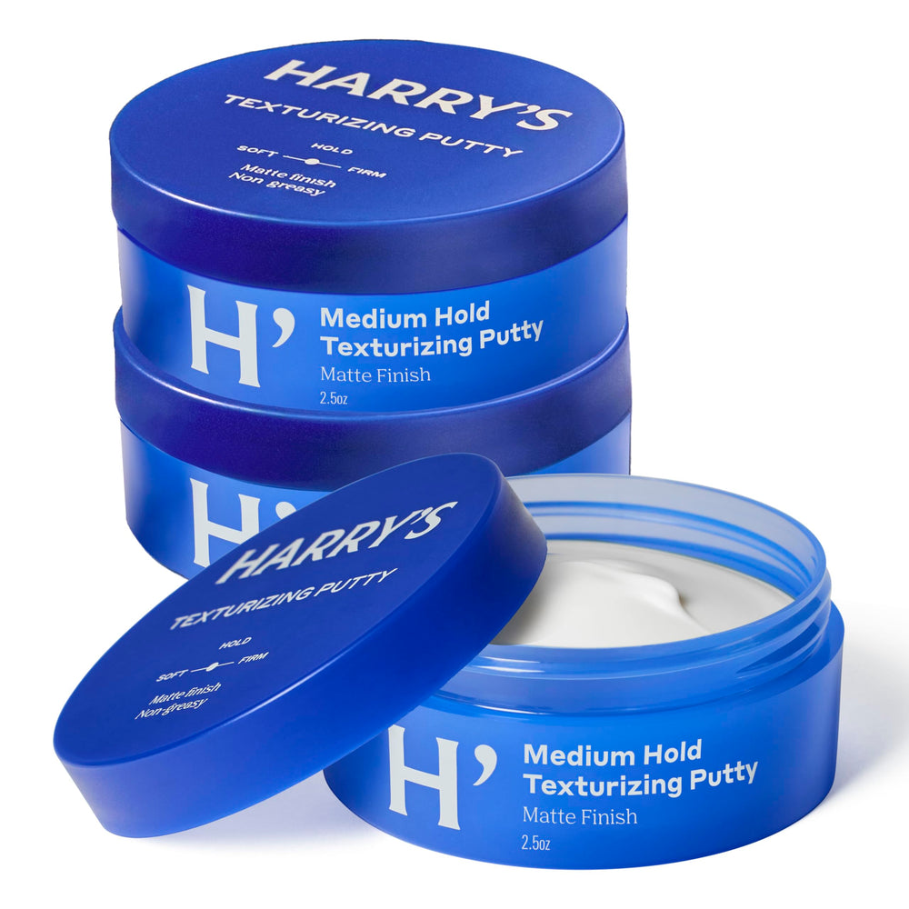 Harry's front packaging showing compact 2.5 fl oz tubs and branding for convenient supply
