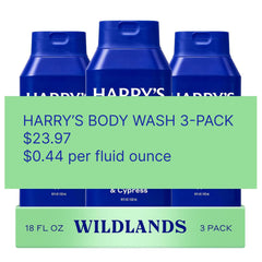 Harry's front packaging showing bottle and Wildlands label for confident selection