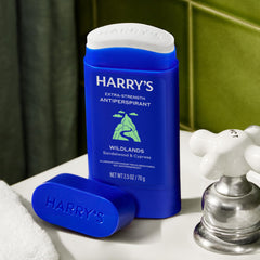 Harry's Wildlands deodorant stick closed, highlighting portable convenience