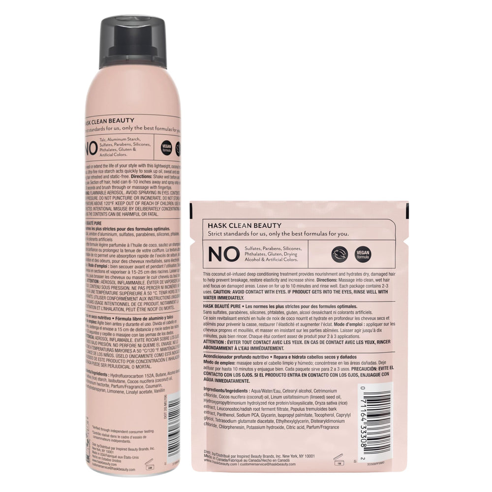 HASK kit staged on a bathroom shelf to show how it fits into everyday routines and styling