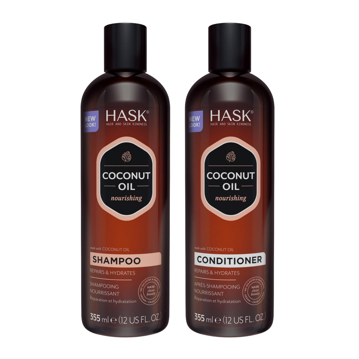 HASK front packaging showing both 12oz bottles and benefits