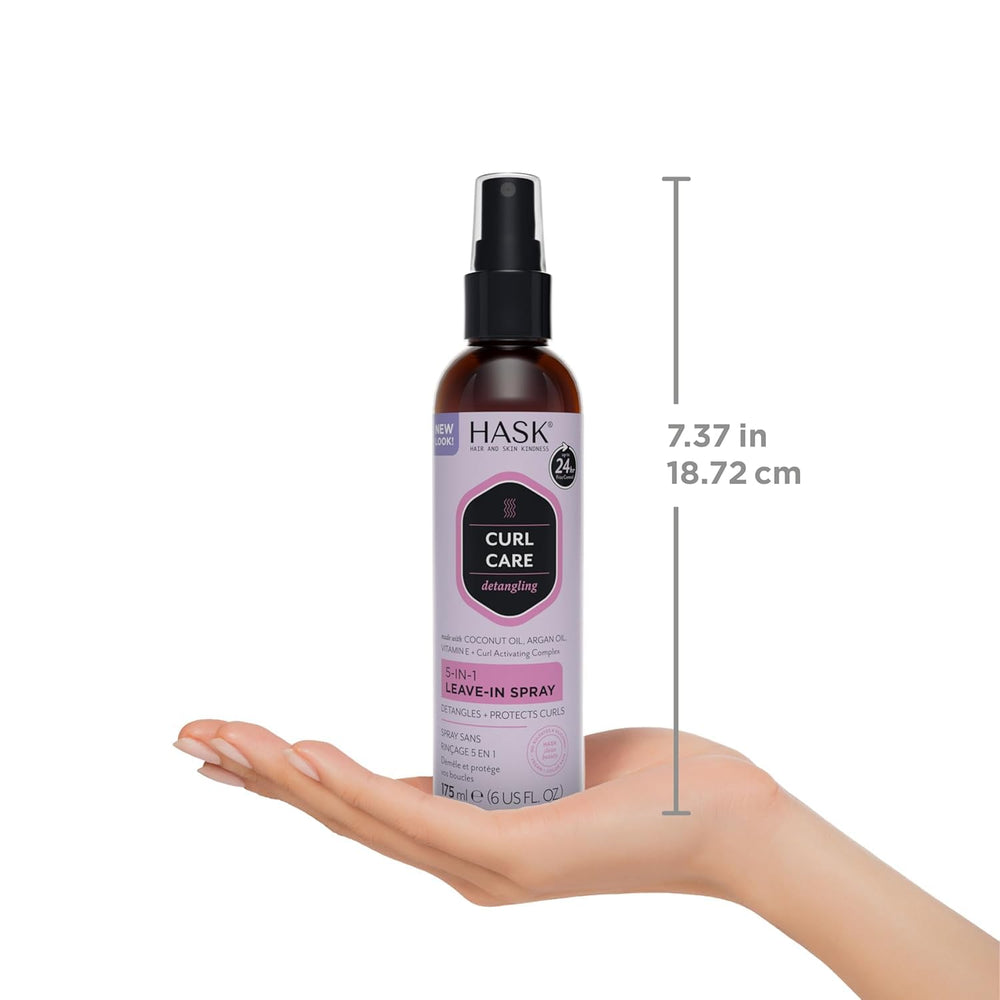 HASK before and after comparison showing smoother, shinier, more manageable curls
