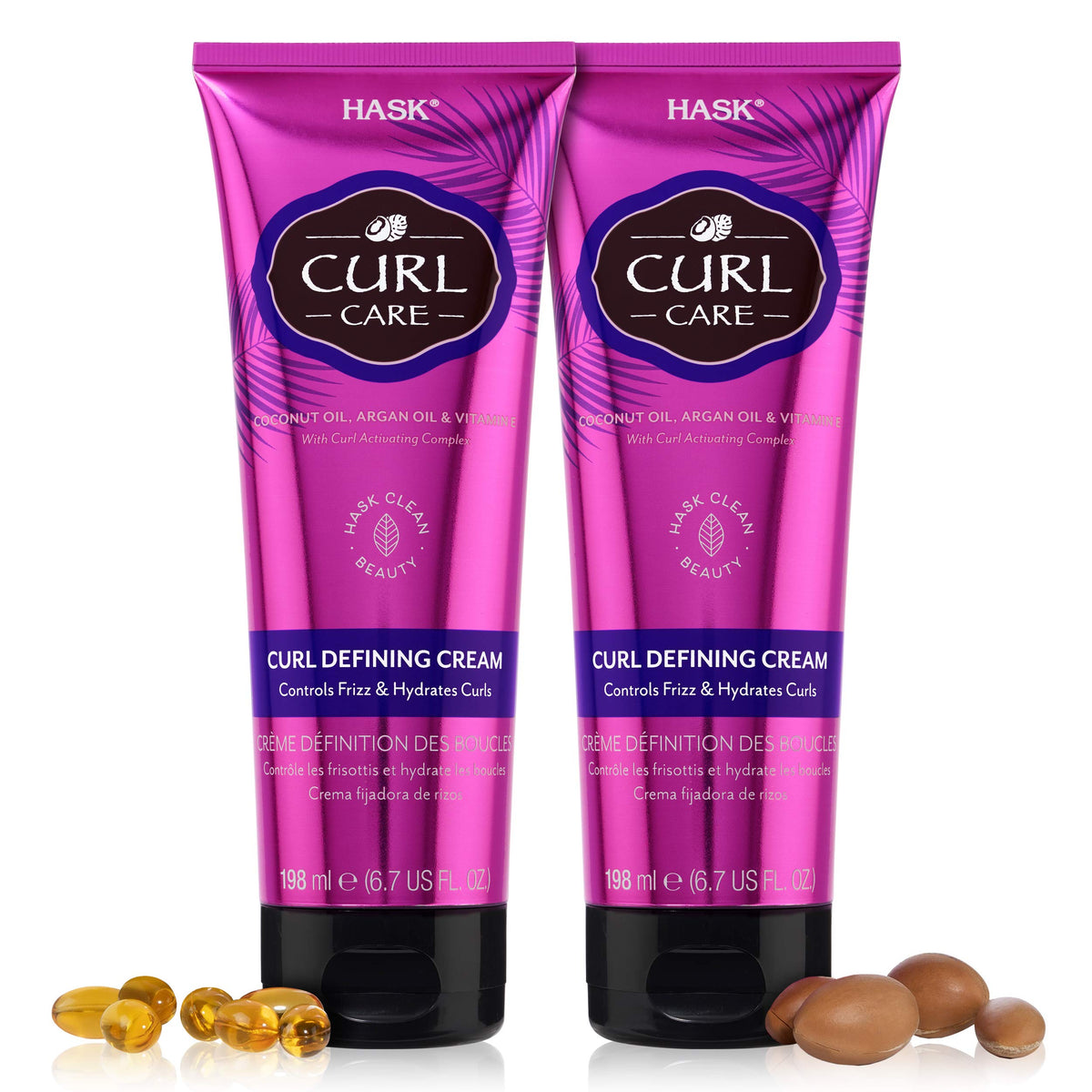 HASK front packaging showing jar and label, clear curl styling benefit