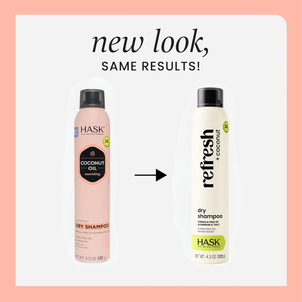 HASK dry shampoo can close-up displaying nozzle and texture, highlighting quick oil absorption