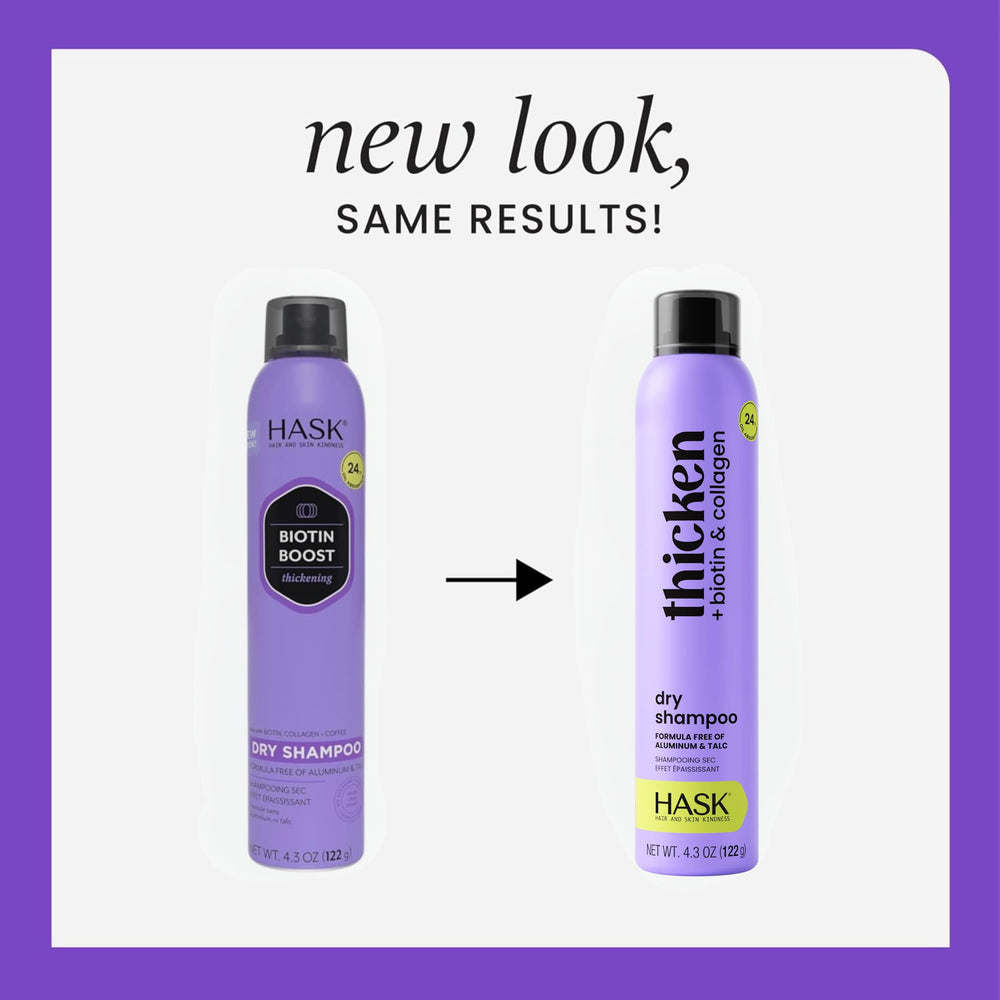 HASK close-up of dry shampoo fine mist texture for oil absorption and volume