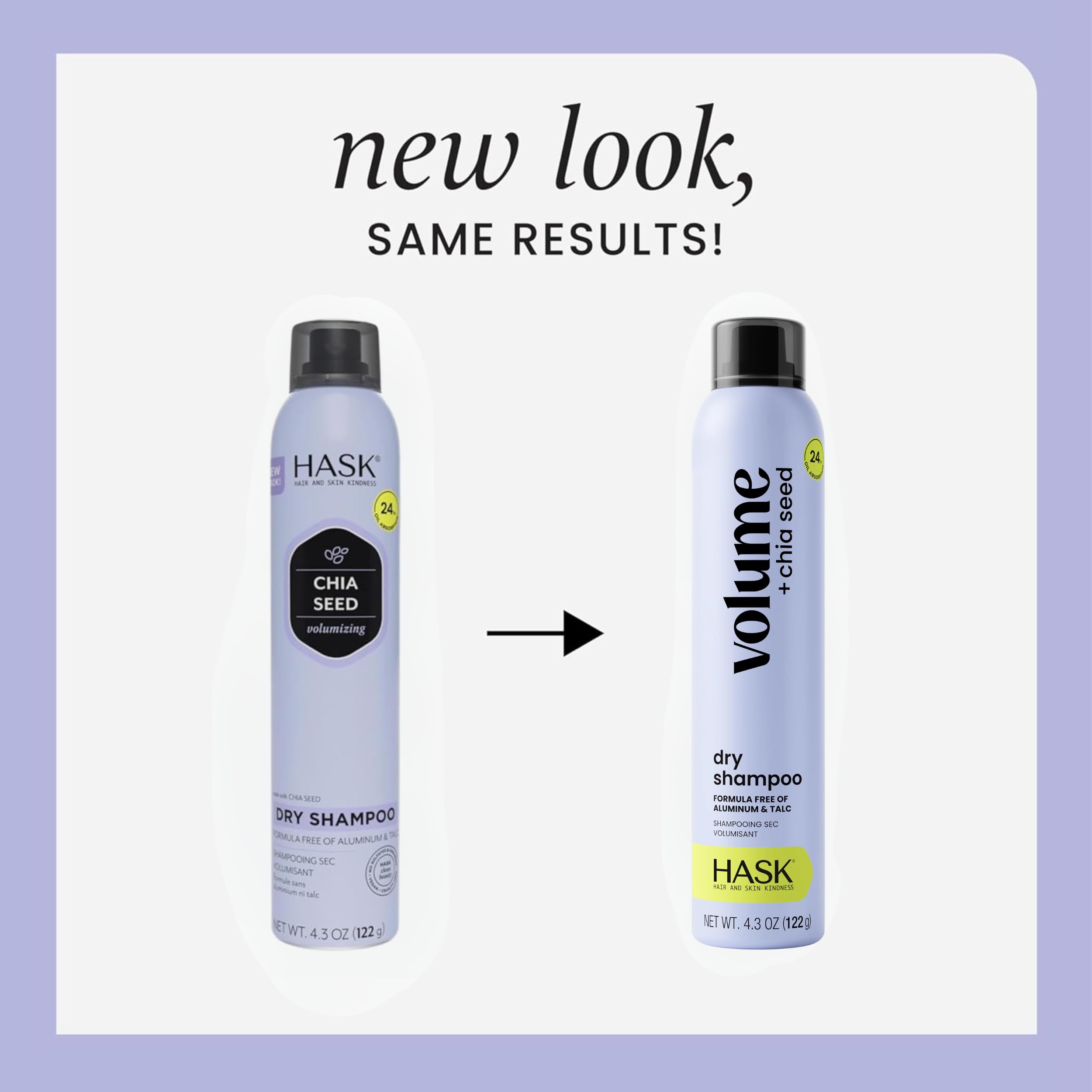 HASK dry shampoo side view highlighting can design and label