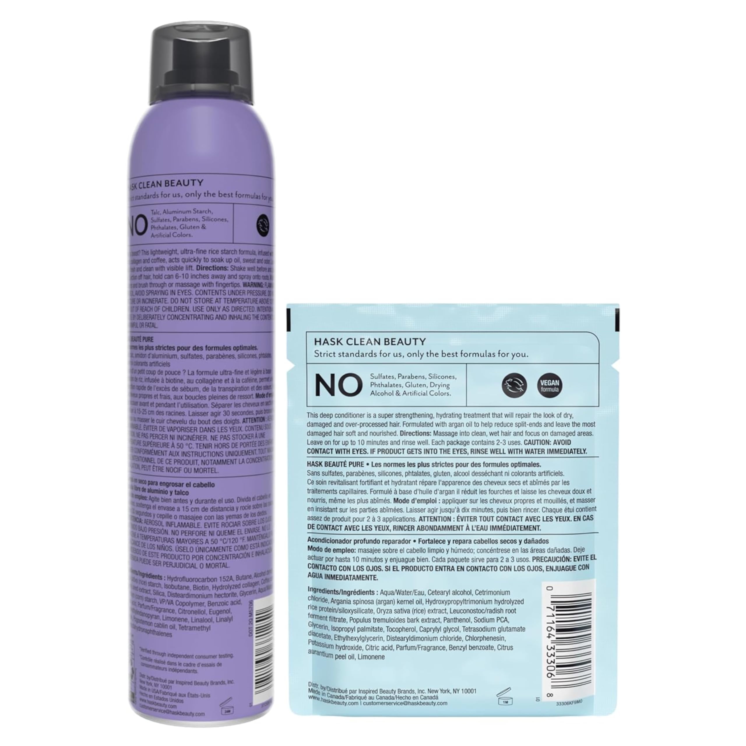 HASK hero ingredients biotin collagen and argan oil highlighting strengthening benefits