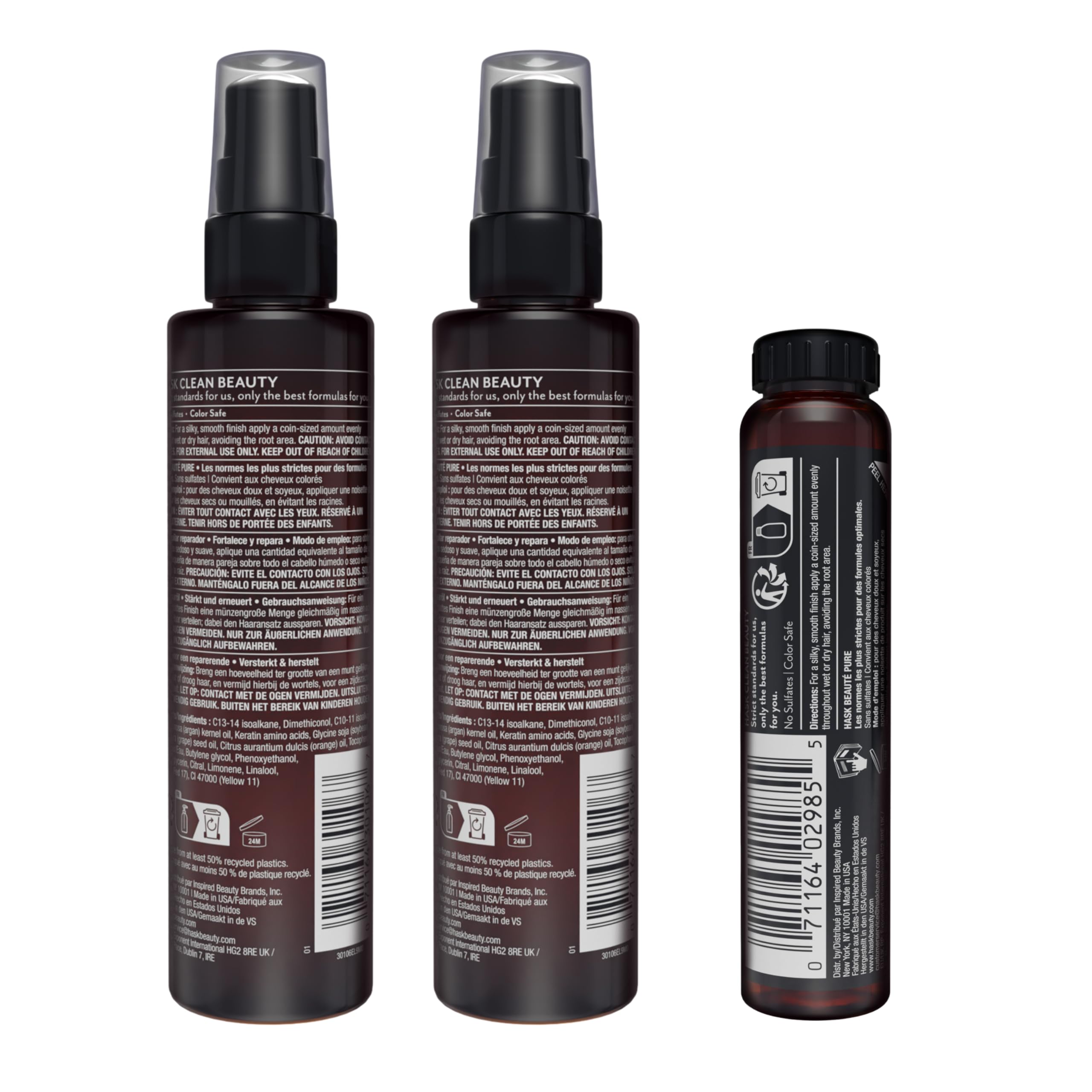 HASK ingredients label close-up to confirm silicone and sulfate free