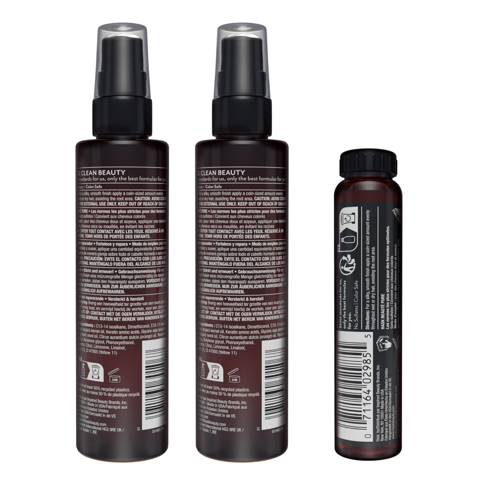 HASK ingredients label close-up to confirm silicone and sulfate free