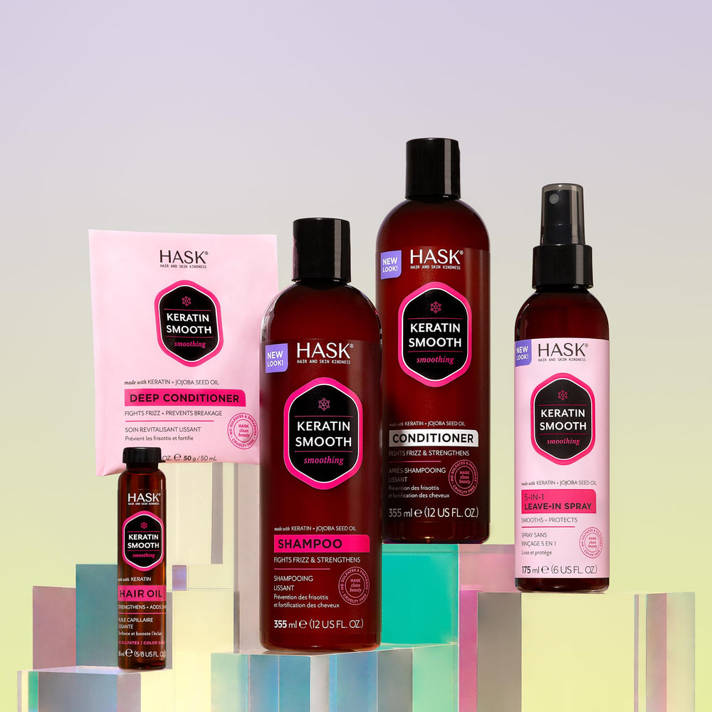 HASK before and after hair comparison illustrating smoother strands