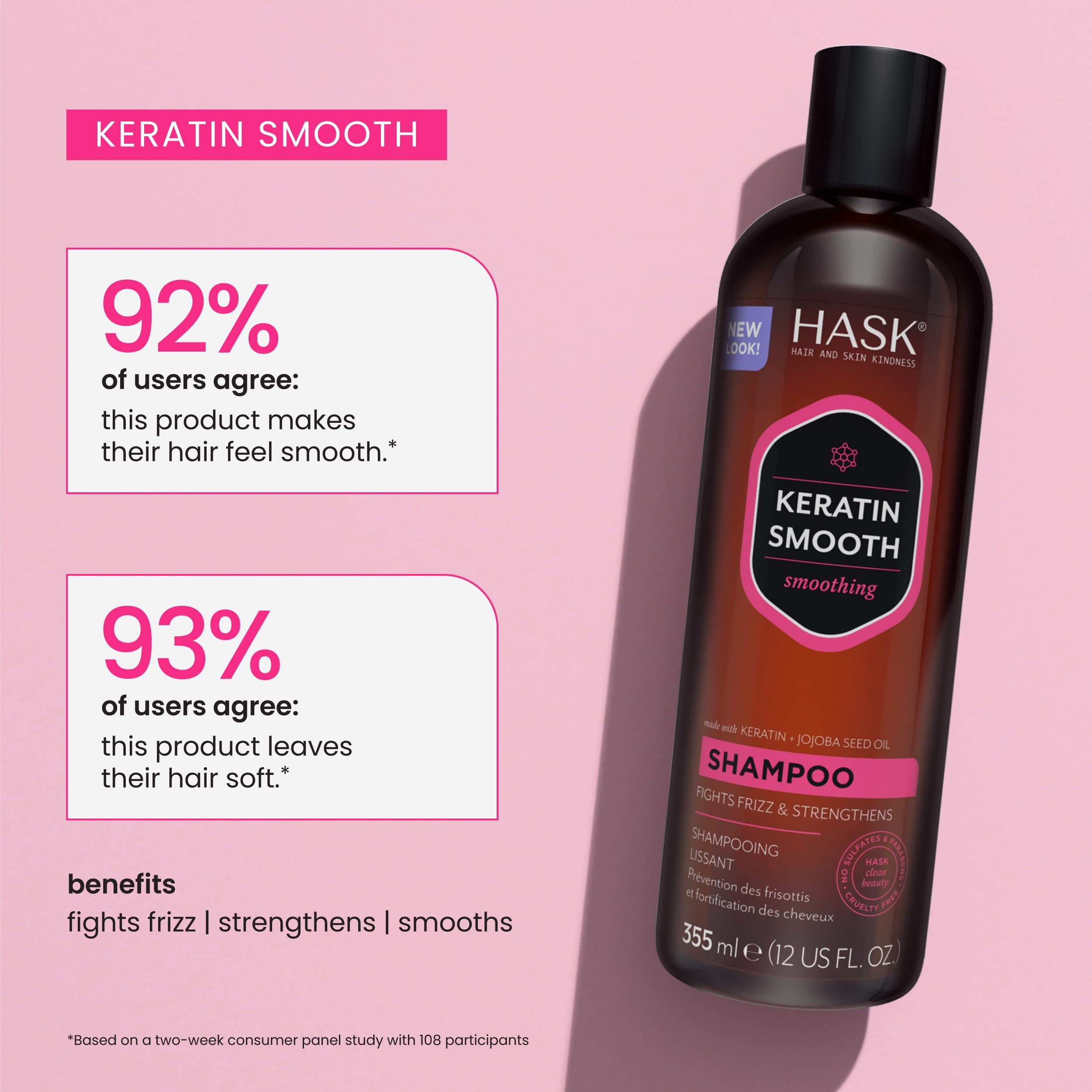HASK shampoo producing creamy lather to cleanse gently