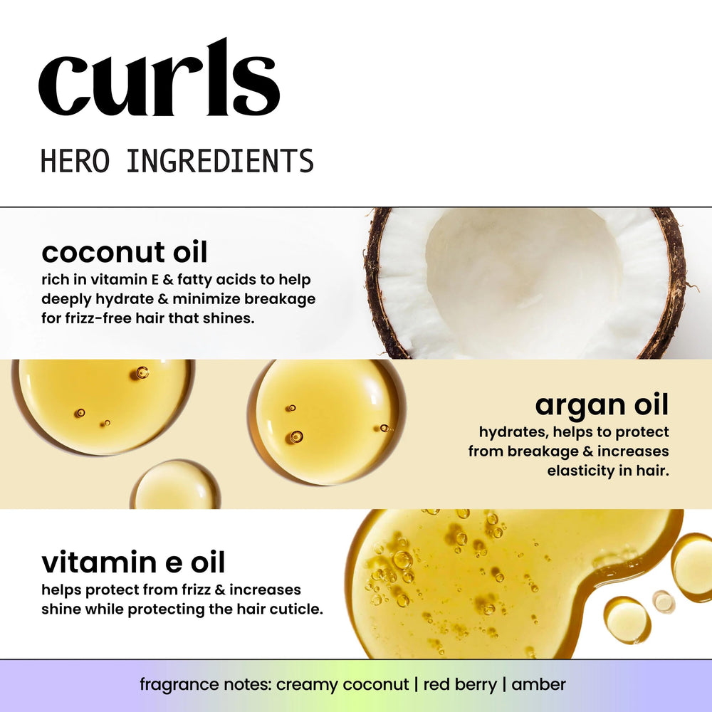 HASK ingredient display emphasizing coconut, argan, and vitamin E benefits