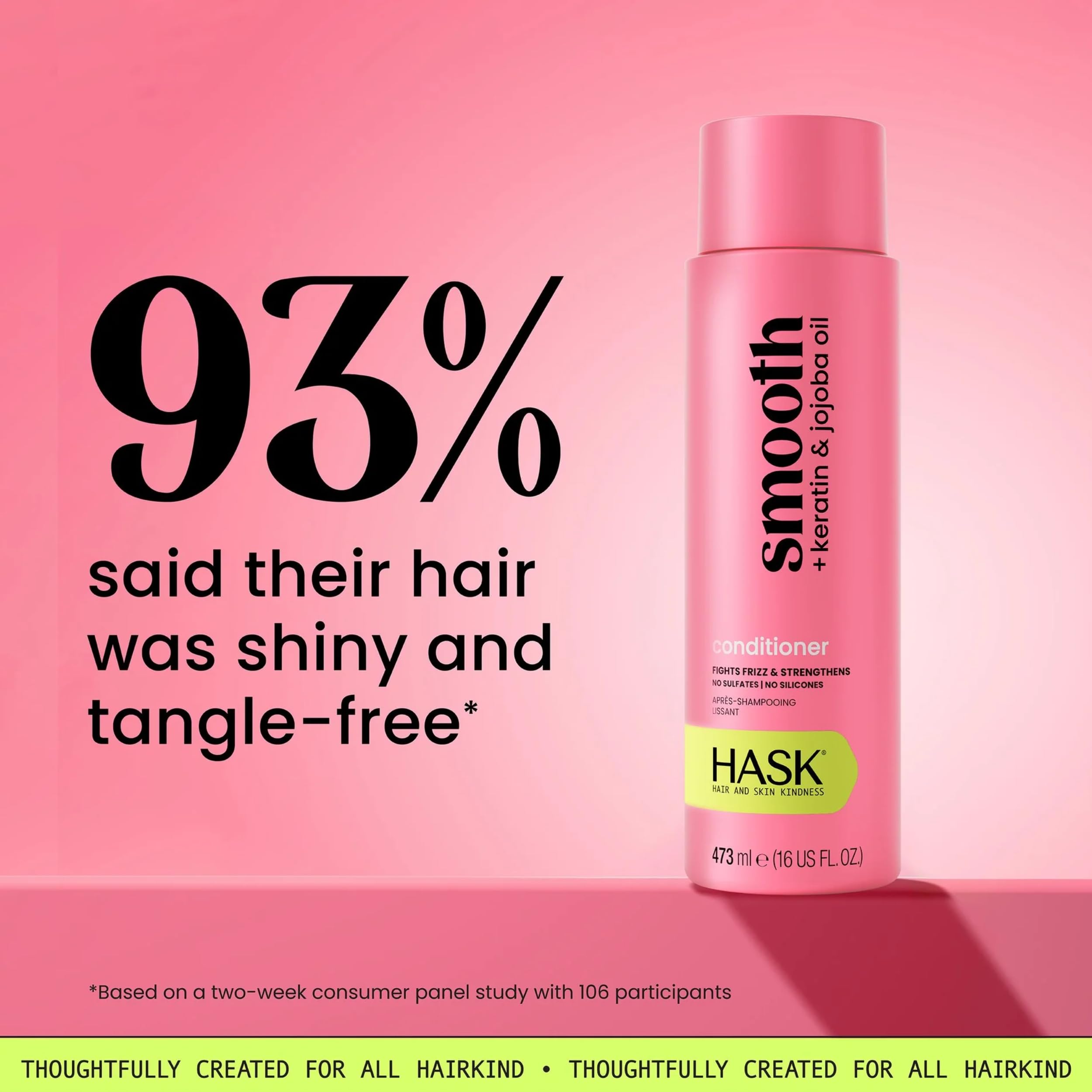 HASK shampoo lather closeup showing gentle cleansing and frizz control