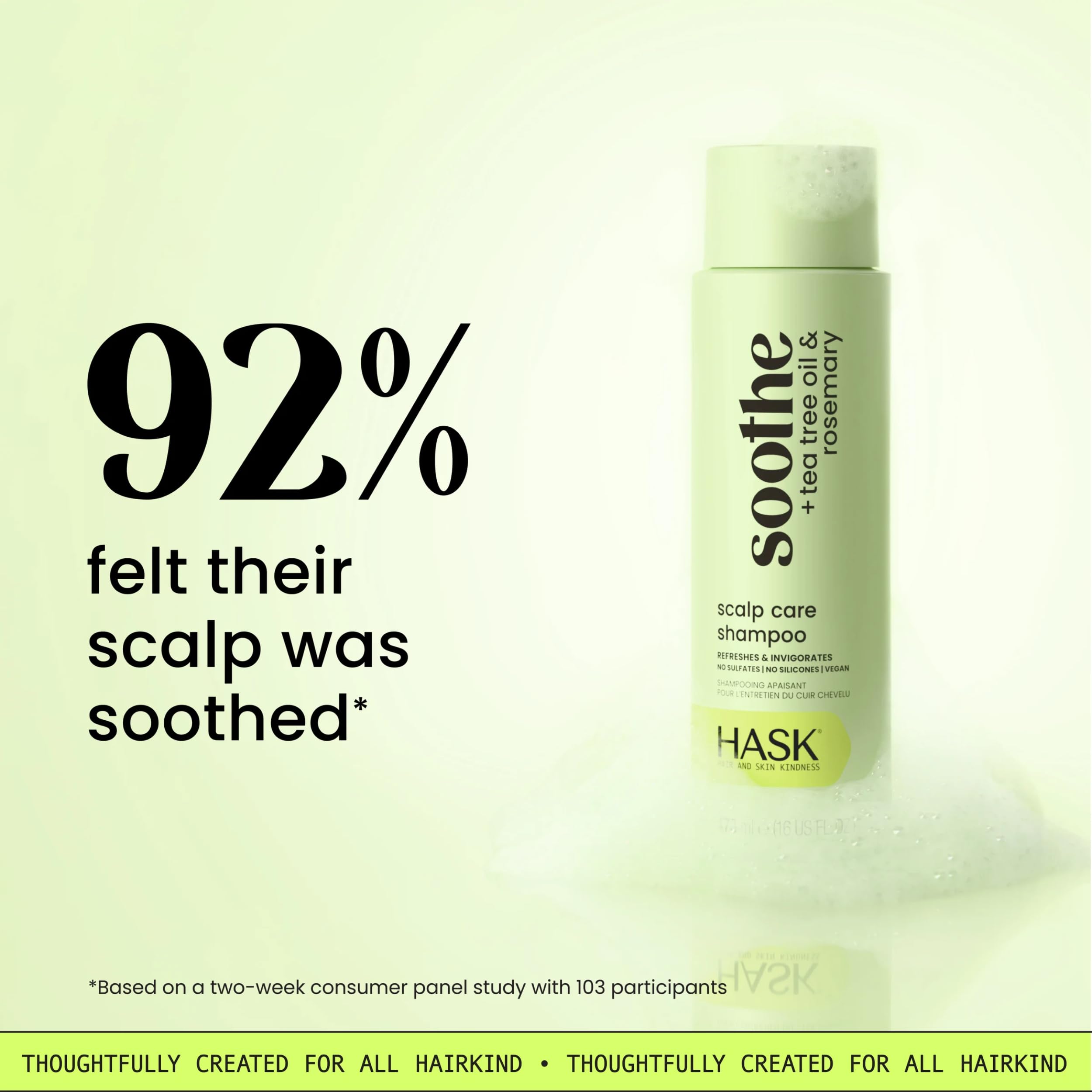 Close-up of HASK label detail showing free-from ingredient list