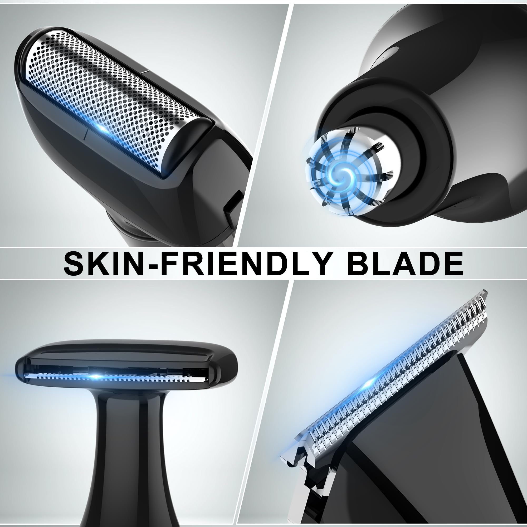 Hatteker close-up of skin-friendly blades highlighting smooth trimming performance
