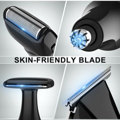 Hatteker close-up of skin-friendly blades highlighting smooth trimming performance