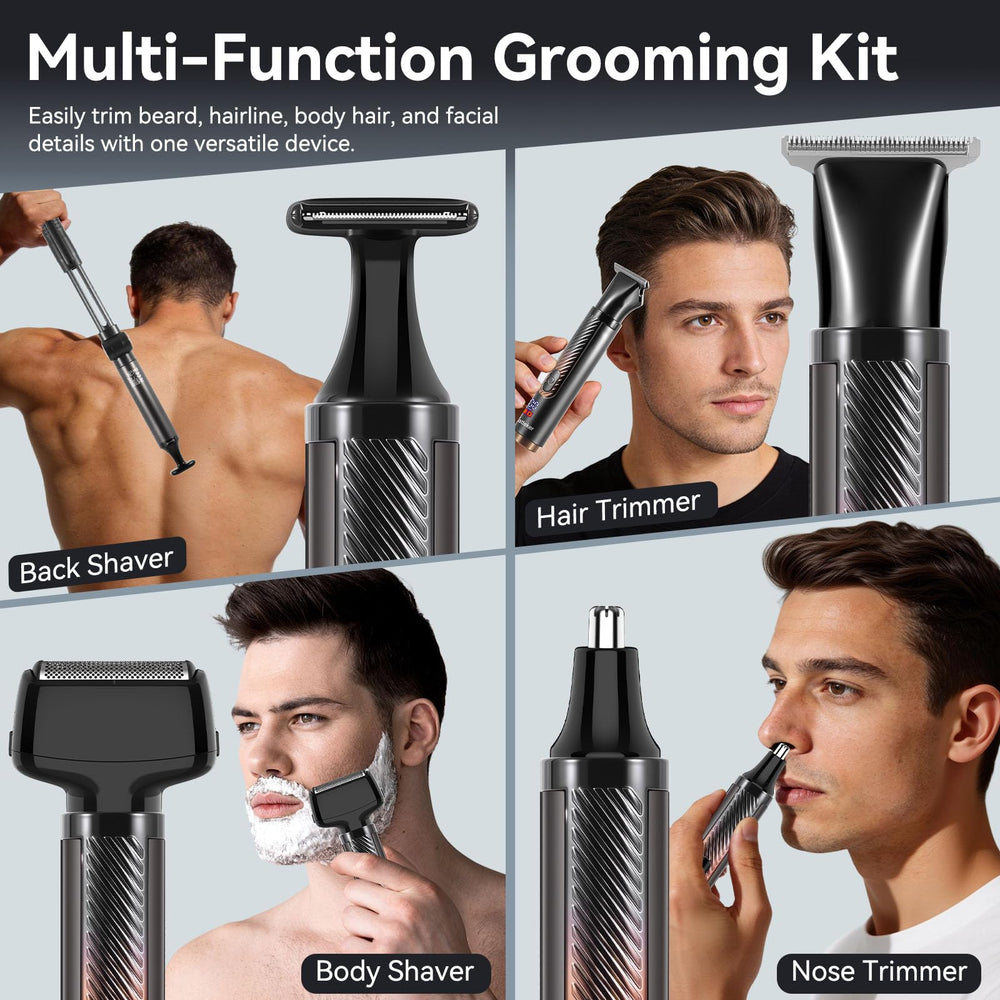 Hatteker extension arm angled and locked to reach lower back for effortless self-shaving